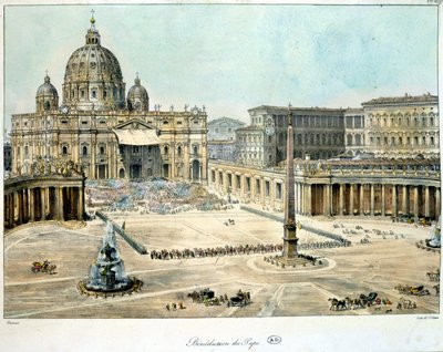 Pavens velsignelse fra Sankt Peter af Rom, ca. 1820. af Unknown artist