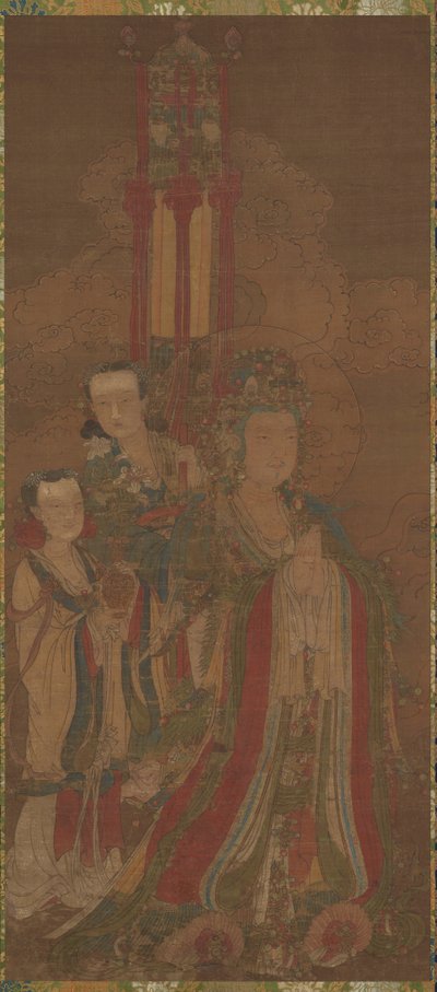 Bodhisattva og ledsagere af Unknown artist