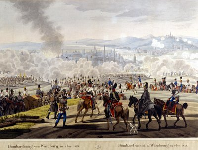 Bombardement af Würzburg i 1813 gravering af 1800-tallet af Unknown artist