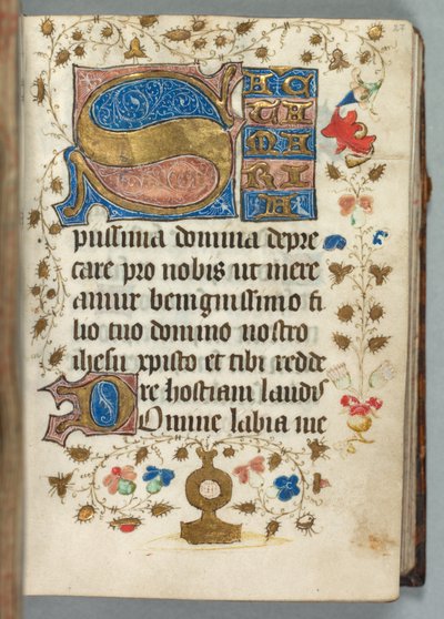 Timebog (Brug af Metz): Fol. 27r, dekorerede initialer af Unknown artist
