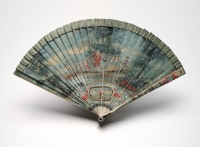 Brisé fan with a scene of two couples in a landscape, c.1700-25dani af Unknown artist