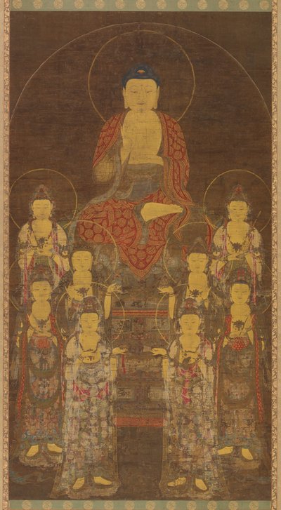 Buddha Amitabha (Amita) og de otte store bodhisattvaer af Unknown artist