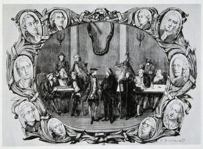 Café Procope i Paris i det 18. århundrede med Buffon, Gilbert, Diderot, D