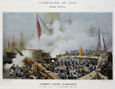 Kampagne (Ekspedition) af Egypten (1798-1801): Slaget ved Aboukir - i "" Napoleons søslag"" af Unknown artist