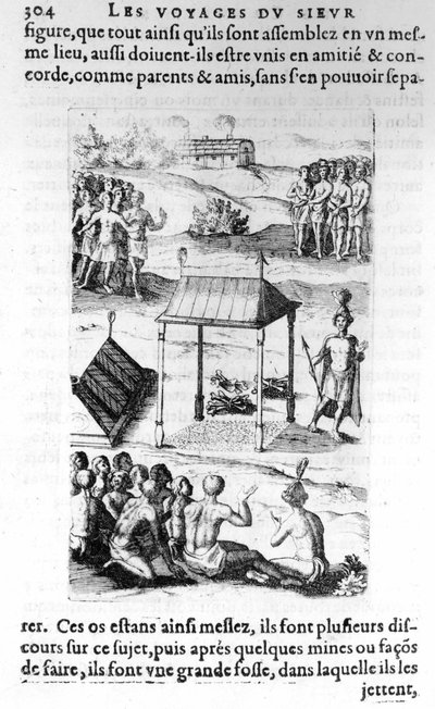 Canada: indfødte - i “Les voyages de la Nouvelle France Occidental, Dicte Canada, lavet af St Champlain Xaintongeois... fra år 1603 til år 1629... Samuel Champlain (1570-1635), red. Pierre Le Mur, Paris af Unknown artist