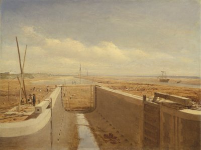 Kanal under opførelse, muligvis Bude-kanalen af Unknown artist