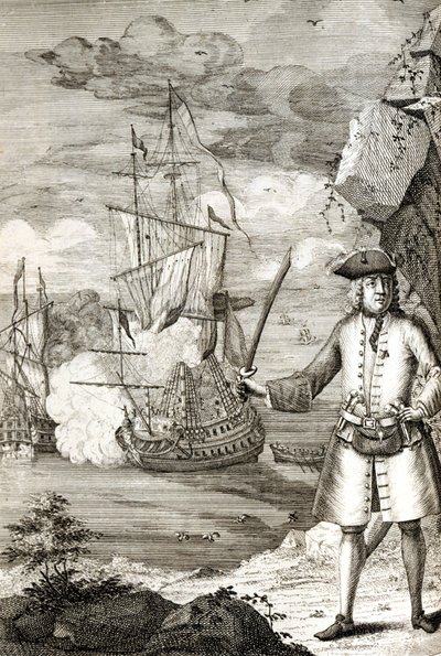 Kaptajn Henry Avery tager et af den store moguls skibe af Unknown artist