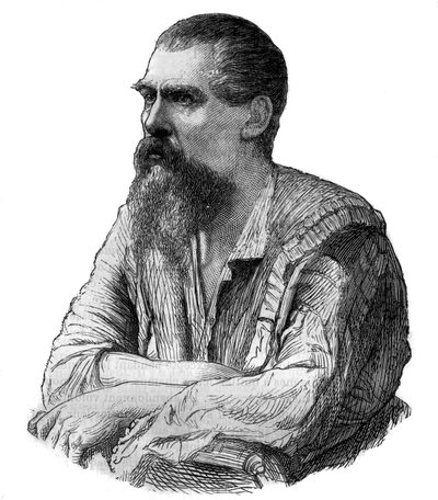 Kaptajn Richard Burton, britisk opdagelsesrejsende, forfatter, soldat og diplomat - Portræt af den britiske opdagelsesrejsende, forfatter og sprogforsker Sir Richard Francis Burton (1821-1890) - Indgravering i "" malerisk historie om store rejser i det nit af Unknown artist