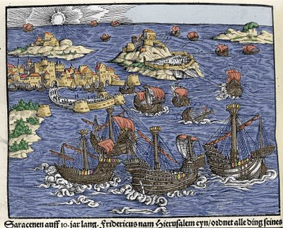 Erobringen af ​​Jerusalem af Saracenske hære i februar 638. I "Den Noble Strict Best Fromen"" af Johann Stumpff af Unknown artist