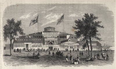 Castle Garden Immigration Center Depot - Castle Garden emigrantdepot - New York State - Emigration Commission Etablissement - Indgravering i "The Illustrous Universe" fra 1869 af Unknown artist