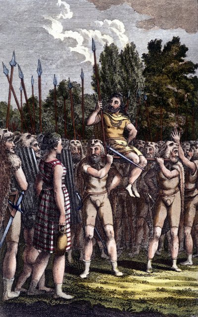 Keltisk ceremoni. 1800-tals gravering. af Unknown artist