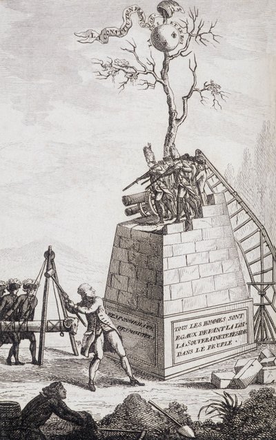 Anklage mod Necker - Frontispice i "" Supplement til hr. Neckers, finansdirektørs privatliv og reelle ministerium"" af en borger, red. Pellet, Genève af Unknown artist