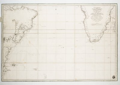 Kort over Atlanterhavet syd for ækvator af Unknown artist