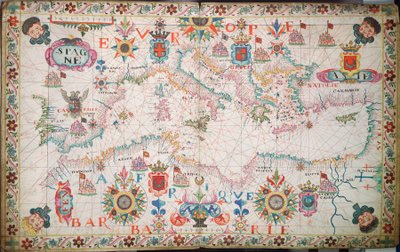 Kort over Middelhavet, Sortehavet og Det Kaspiske Hav, ca. 1600 (manuskript) af Unknown artist