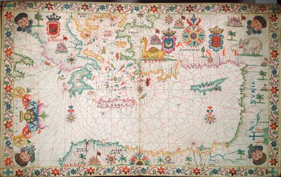 Kort over det østlige Middelhav, ca. 1600 (manuskript) af Unknown artist