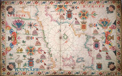Kort over det vestlige Middelhav, ca. 1600 (manuskript) af Unknown artist