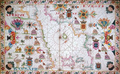 Kort over det vestlige Middelhav med de nordafrikanske og spanske kyster af Unknown artist