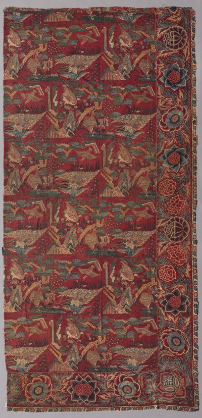 Chintz seng dækning eller hængende med et japansk-inspireret mønster, højre halvdel af Unknown artist