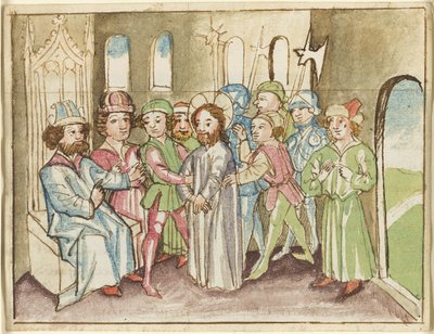 Kristus foran ypperstepræsten Annas, fra et plenarium af Unknown artist