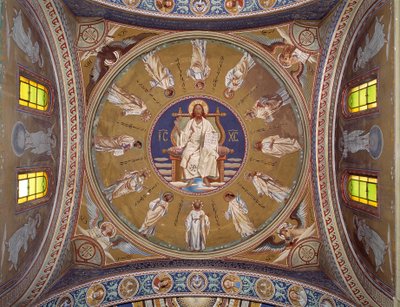 Kristus pantokrator med apostlene (fresco af Unknown artist