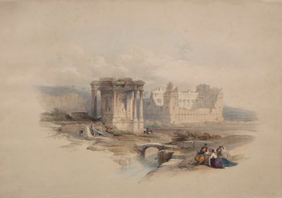 Cirkulært tempel ved Baalbec af Unknown artist
