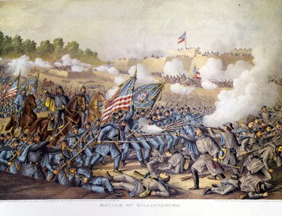 Borgerkrig (1861 - 1865), amerikansk borgerkrig: 05/05/1862. Slaget ved Williamsburg. Gravering. af Unknown artist
