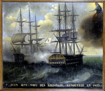 Sammenstød mellem den bretonske og hollandske flåde "Wish of the Arzonais af Unknown artist