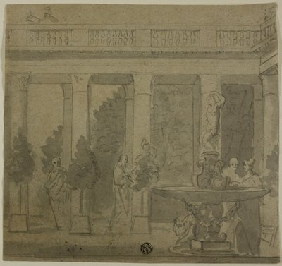 Klassisk interiørscene af Unknown artist