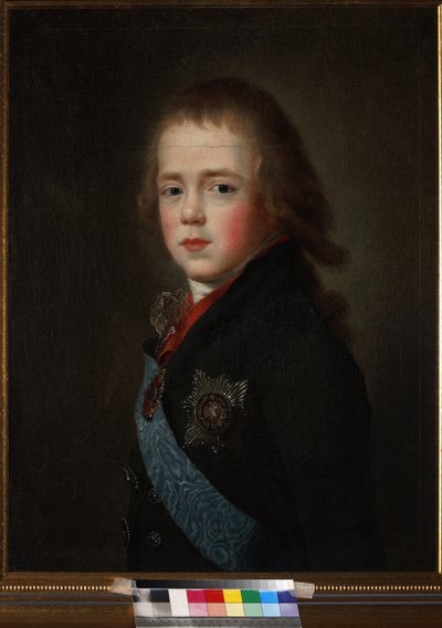 Constantin Pavlovitch, grand-duc de Russie eller Constantin Pavlovitch Romano - Portræt af storhertug Constantine Pavlovich af Rusland (1779-1831) som barn, Anonym. Olie på lærred af Unknown artist
