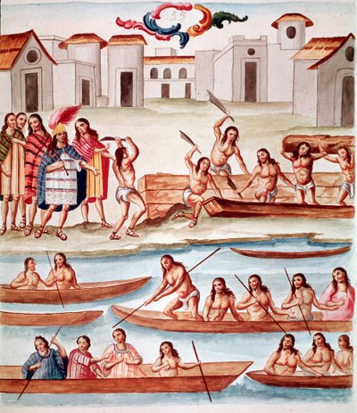 Konstruktion af kanoer (akvarel, ca. 1770-1780) af Unknown artist