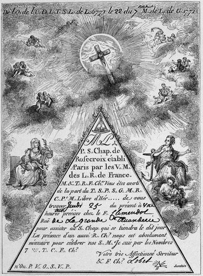 Indkaldelse af et rosenkors (facsimile) - Frankrig af Unknown artist