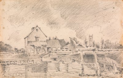 Kopi af konstabels maleri, Dedham Lock and Mill af Unknown artist