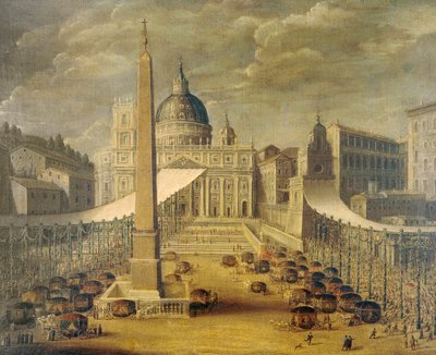 Corpus Christi procession på Peterspladsen på tidspunktet for pave Innocentius X, ca 1646, af en ukendt kunstner, olie på lærred af Unknown artist