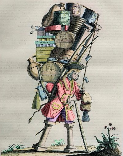 Kostumer fra Parisa gennem århundredet - Gravering nr. 81 med titlen "Admire la Force" - Karikatur lavet af drogister mod Armand Nompar II de Caumont (1679-1761) Hertugen af La Force anklager for monopol i 1721 af Unknown artist