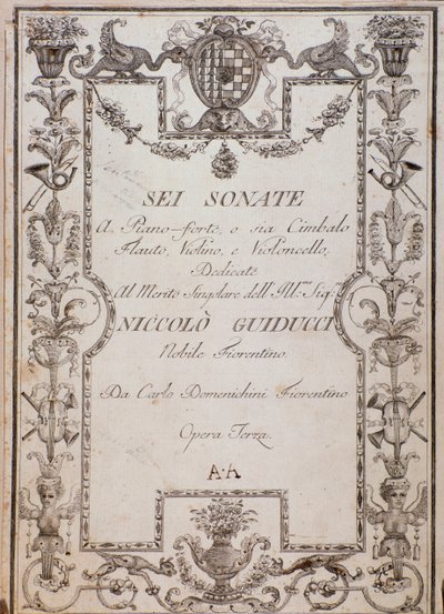 Cover af seks sonater, op. 3 af Carlo Domenighini af Unknown artist
