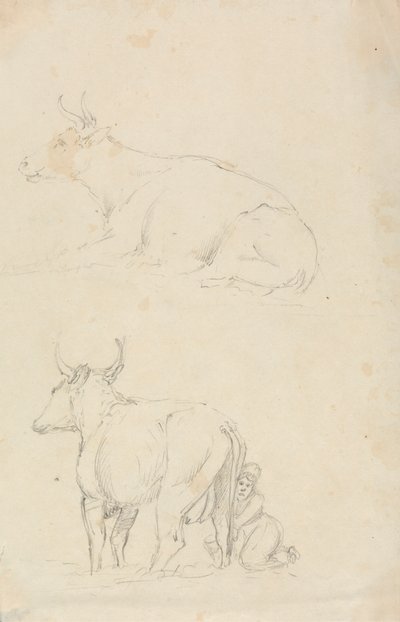 Køer og Mælkepige af Unknown artist