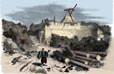 Krimkrigen (1853-1856): Claude Chappes telegraf til Malakoff - gravering af Unknown artist