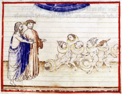 Dante et Virgil - i "Den guddommelige komedie" "af Dante Alighieri. For helvede, Sang VII af Unknown artist