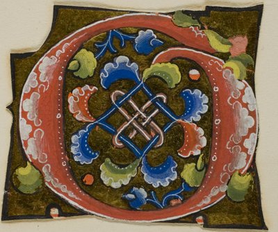 Dekoreret initial "G" i rødt med konventionel blomst fra et manuskript af Unknown artist