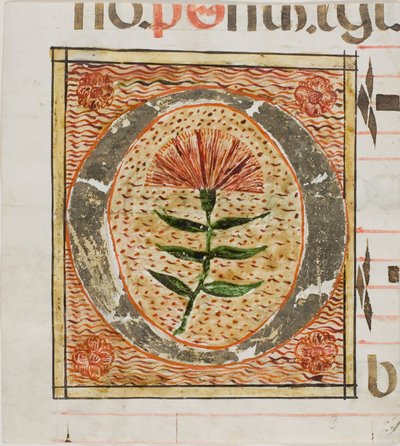 Dekoreret initial "O" med blomster fra et manuskript af Unknown artist