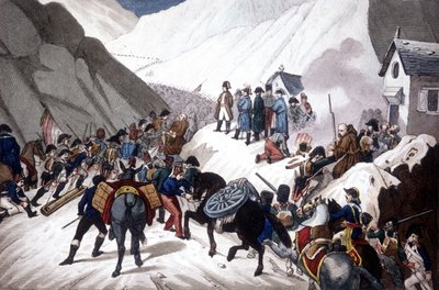 Nedstigning af Napoleon Bonaparte i Italien: krydser bjerget St. Bernard af Unknown artist