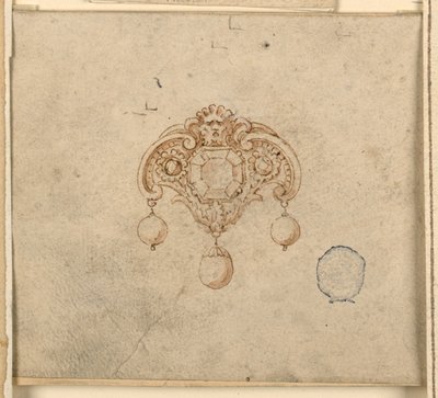 Design til broche med tre diamanter af Unknown artist