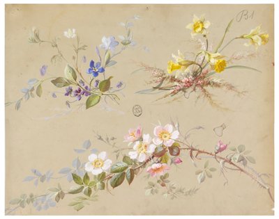 Design til tapet og tekstil: Blomster af Unknown artist