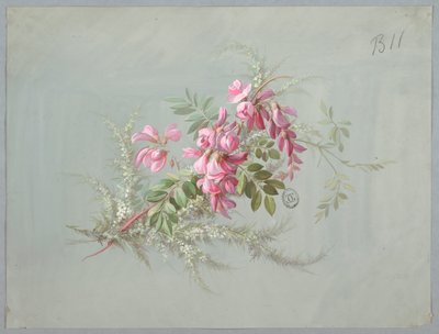 Design til tapet og tekstil: Blomster og fugle af Unknown artist