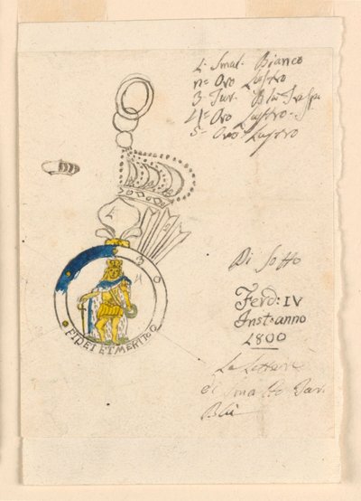 Design til et mærke fra den sicilianske militærorden af Unknown artist