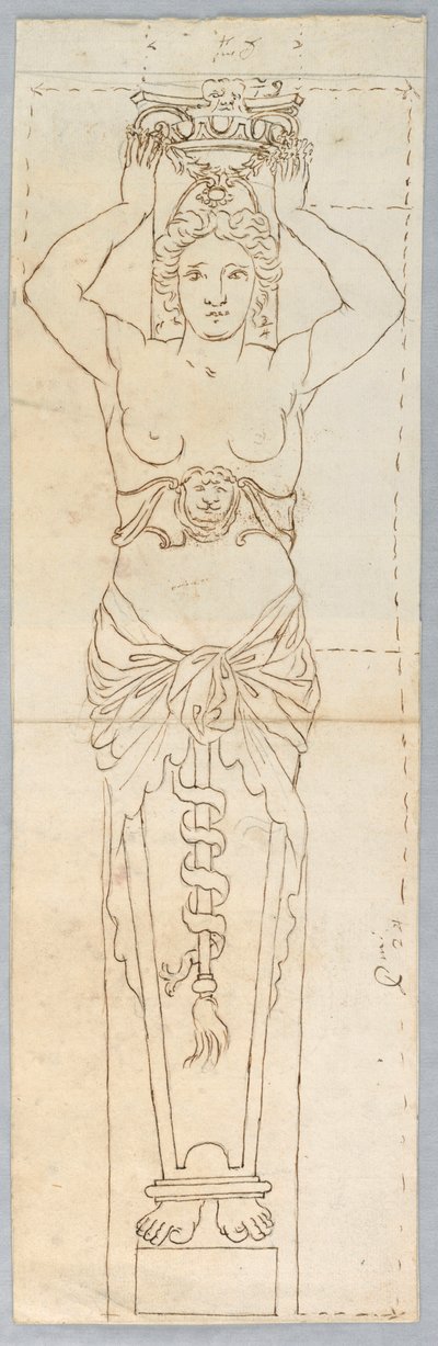 Design til en karyatide af Unknown artist
