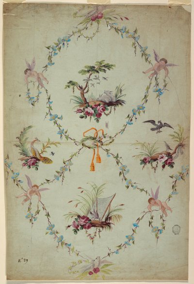 Design til en silkebrokade af Unknown artist