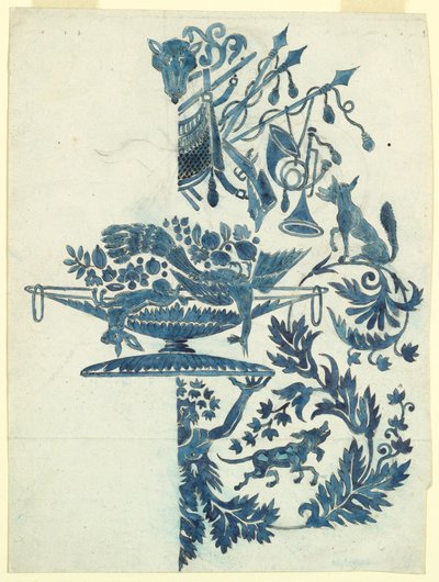 Design til en silkedamask af Unknown artist
