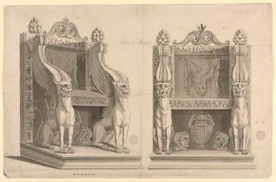 Design til en trone af præsten af Bacchus, efter gammel marmor af Unknown artist