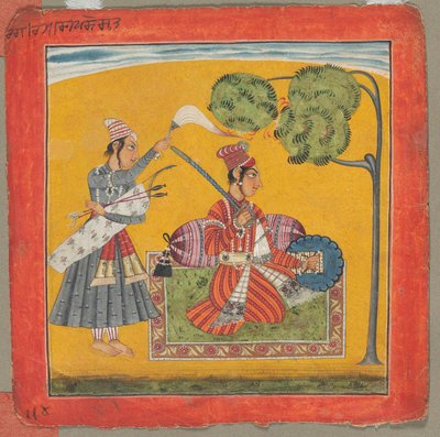 Dipak Raga, en af de seksogtredive melodier (Ragamala): Personificerende kærlighed af Unknown artist